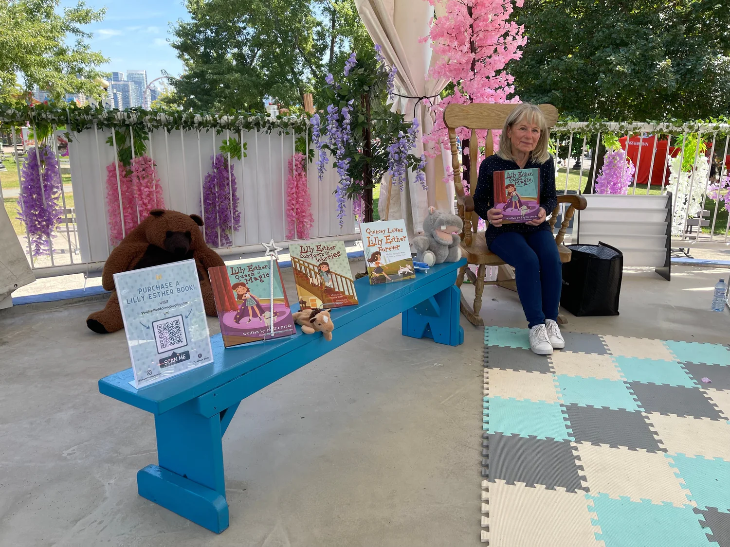 Phyllis Bordo at her Lilly Esther & Friends booth at a market